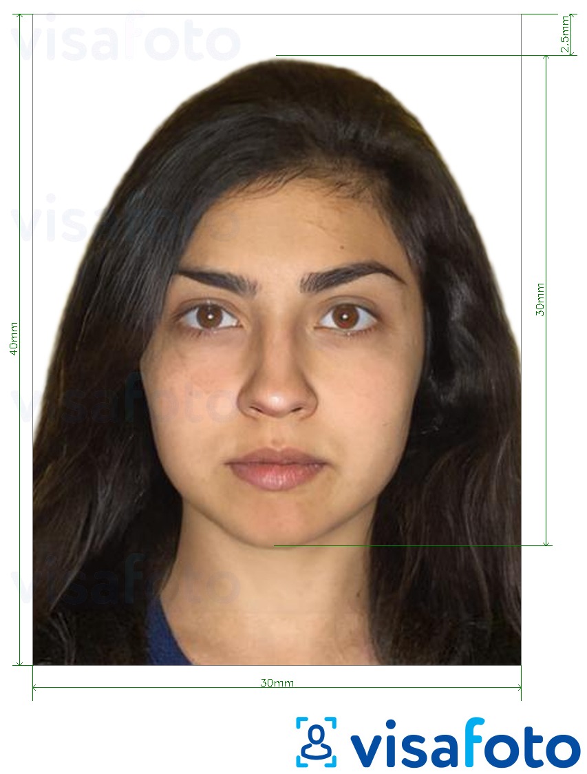 Παράδειγμα φωτογραφίας για Αρμενία Κάρτα ταυτότητας 3x4 εκ με ακριβείς προδιαγραφές μεγέθους