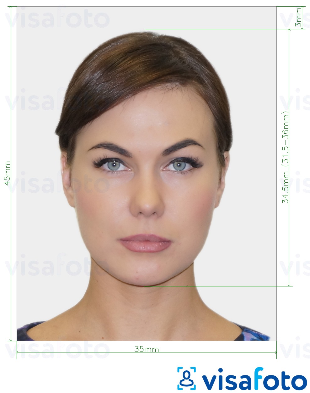 Παράδειγμα φωτογραφίας για Ελβετική ταυτότητα 35x45 mm (3,5x4,5 cm) με ακριβείς προδιαγραφές μεγέθους
