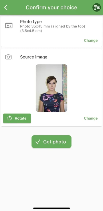 7ID App: 35x45 Passport Photo Size