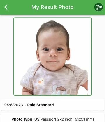 Baby passport photo example