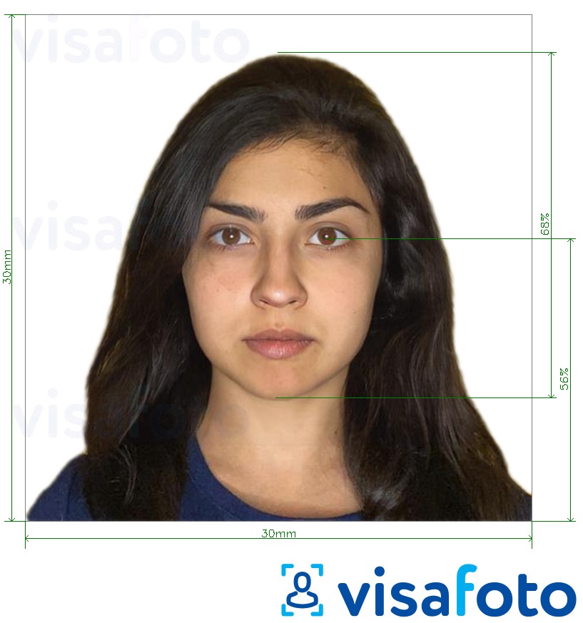 Παράδειγμα φωτογραφίας για Κάρτα ταυτότητας Βολιβίας 3x3 cm με ακριβείς προδιαγραφές μεγέθους
