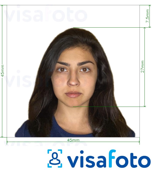 Παράδειγμα φωτογραφίας για Διαβατήριο Χιλής 4,5x4,5 cm με ακριβείς προδιαγραφές μεγέθους