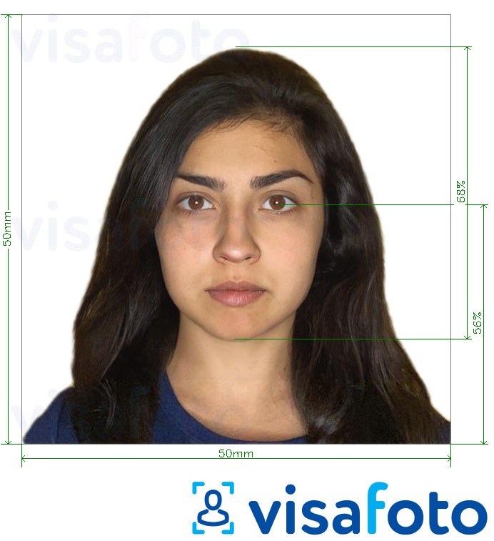 Παράδειγμα φωτογραφίας για Χιλή Visa 5x5 εκ με ακριβείς προδιαγραφές μεγέθους