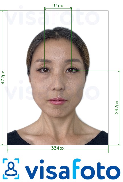 Παράδειγμα φωτογραφίας για Κίνα 354x472 εικονοστοιχεία με τα μάτια σε διαγώνιες γραμμές με ακριβείς προδιαγραφές μεγέθους