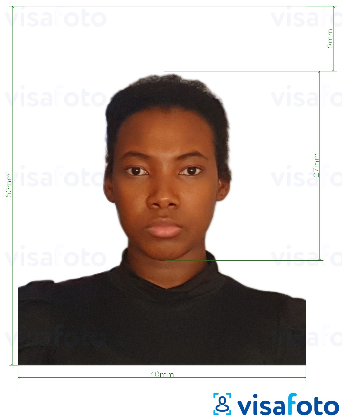 Παράδειγμα φωτογραφίας για Κάρτα ταυτότητας Κολομβίας 4x5 cm με ακριβείς προδιαγραφές μεγέθους