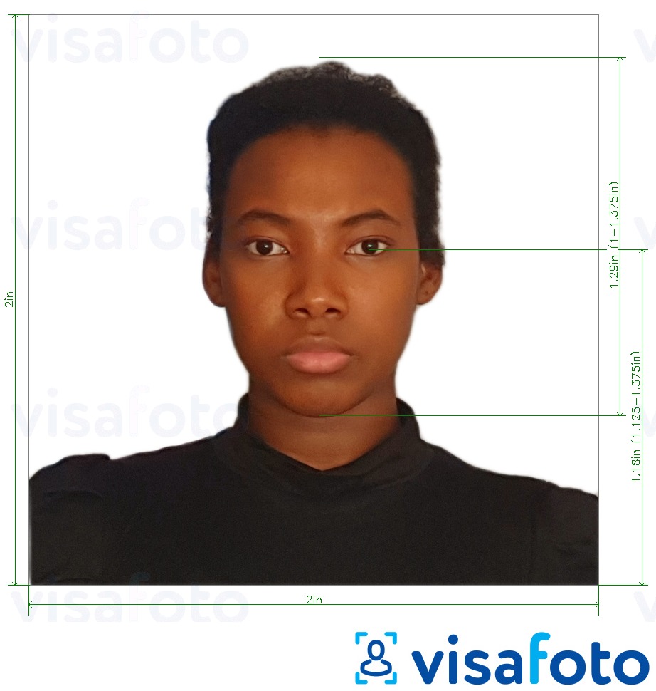 Παράδειγμα φωτογραφίας για Διαβατήριο Δομινικανής Δημοκρατίας 2x2 ίντσες με ακριβείς προδιαγραφές μεγέθους