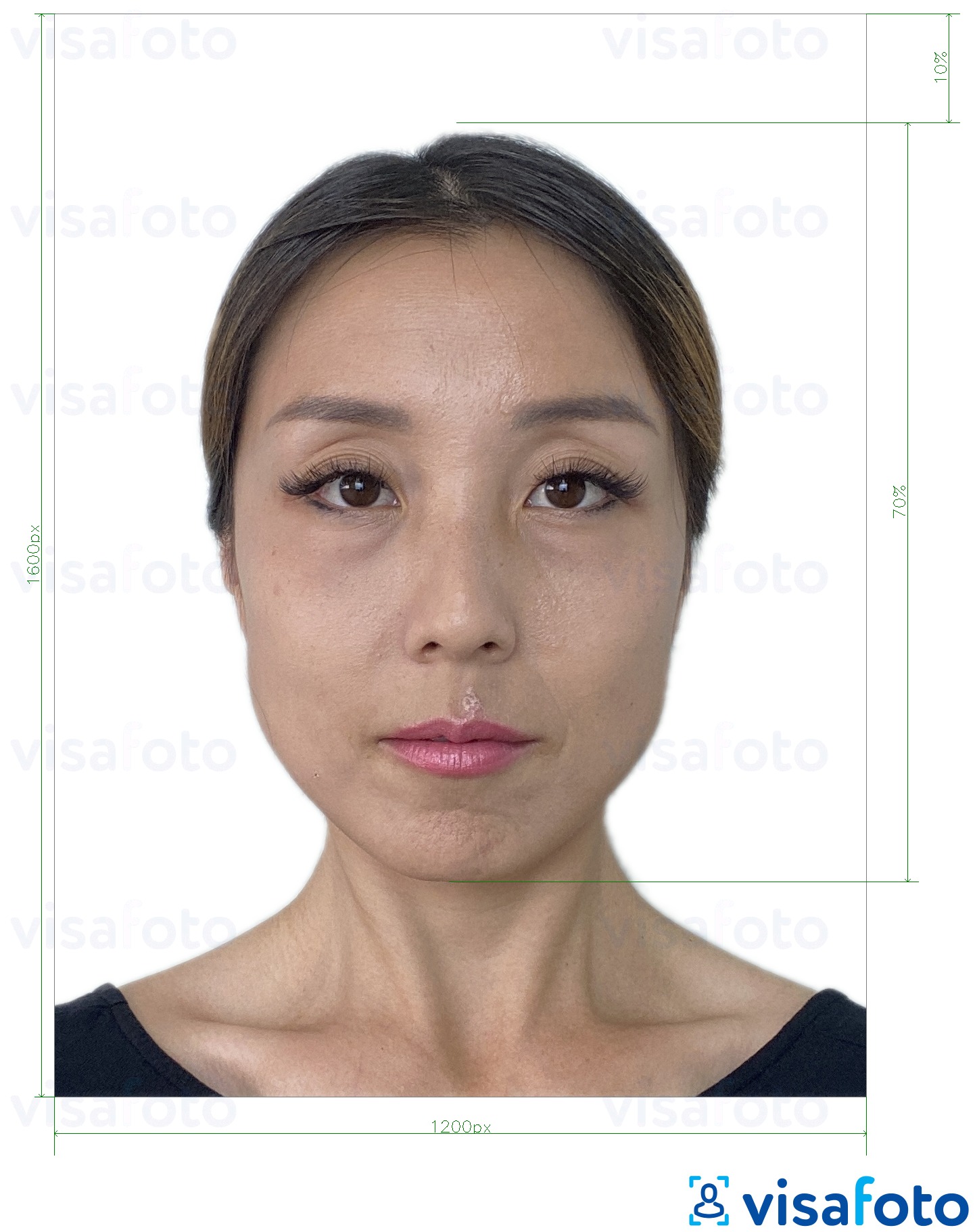 Παράδειγμα φωτογραφίας για Ηλεκτρονικό διαβατήριο του Χονγκ Κονγκ 1200x1600 εικονοστοιχεία με ακριβείς προδιαγραφές μεγέθους