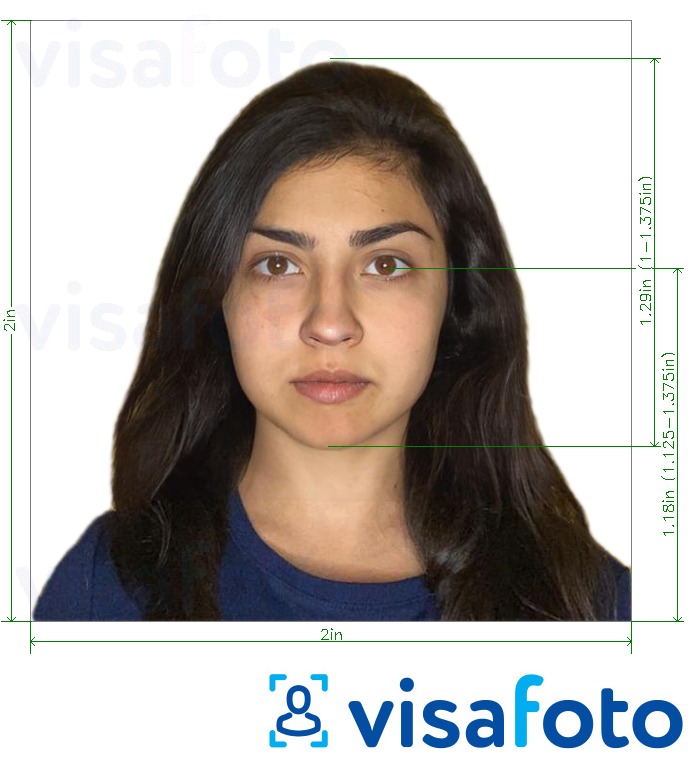 Παράδειγμα φωτογραφίας για Ισραήλ Διαβατήριο 5x5 cm (2x2 in, 51x51 mm) με ακριβείς προδιαγραφές μεγέθους