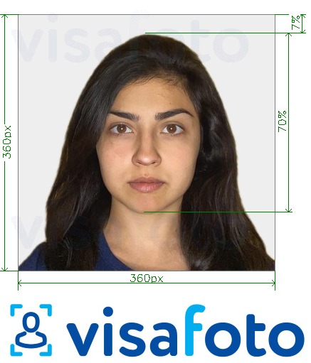 Παράδειγμα φωτογραφίας για Διαβατήριο Ινδίας OCI 360x360 - 900x900 pixel με ακριβείς προδιαγραφές μεγέθους