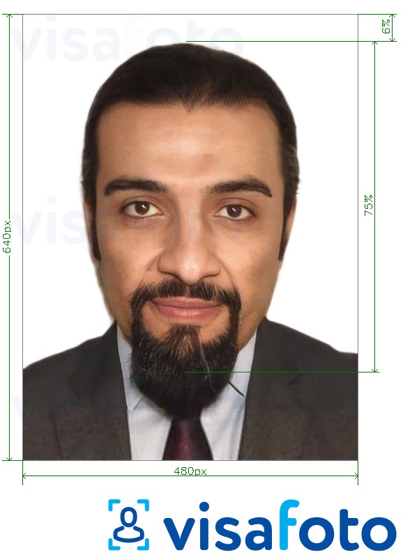 Παράδειγμα φωτογραφίας για Σαουδική Αραβία Ταυτότητα Absher 640x480 pixel με ακριβείς προδιαγραφές μεγέθους