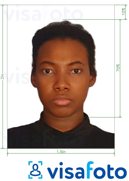 Παράδειγμα φωτογραφίας για Διαβατήριο Ζάμπια 1.5x2 ίντσες (51x38 mm) με ακριβείς προδιαγραφές μεγέθους